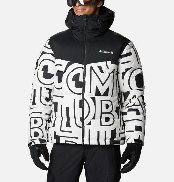 Columbia Iceline Ridge Ski Jacket White Black For Men's NZ20754 New Zealand